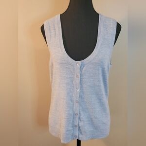 NEW YORK & COMPANY Heathered Light Grey, Button-down Sweater Vest, Size Small